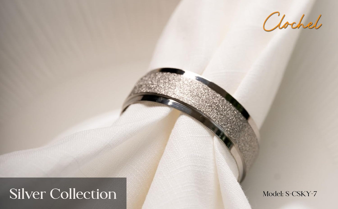 Silver Stainless Steel Napkin Rings Set of 4 | Award-Winning | Clochel CSKY-7