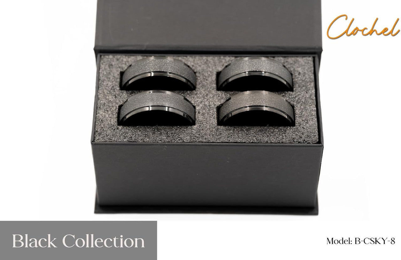 Black Stainless Steel Napkin Rings Set of 4 | Modern Table Decor | Clochel CSKY-8
