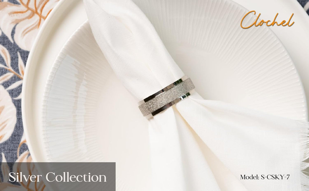 Silver Stainless Steel Napkin Rings Set of 4 | Award-Winning | Clochel CSKY-7