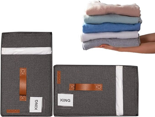 FoldTote XL Bed Sheet Organizer 2 Pack Gray | No Zipper Linen Storage