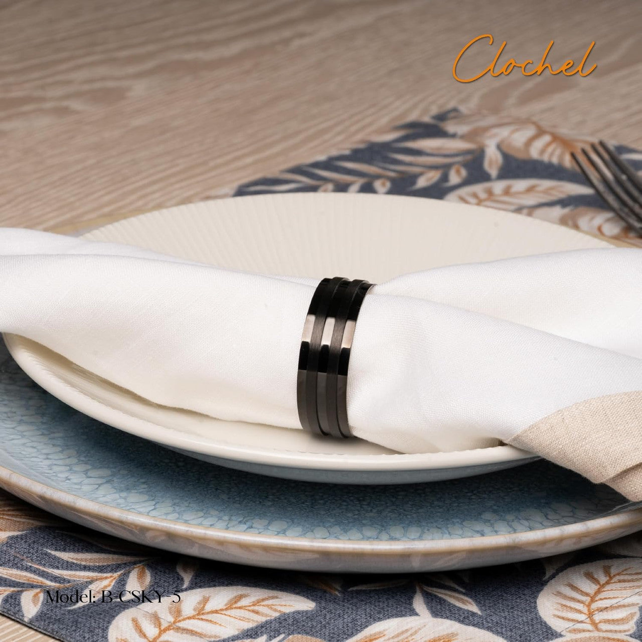 Black Stainless Steel Napkin Rings Set of 4 | Elegant Table Decor | Clochel CSKY-5