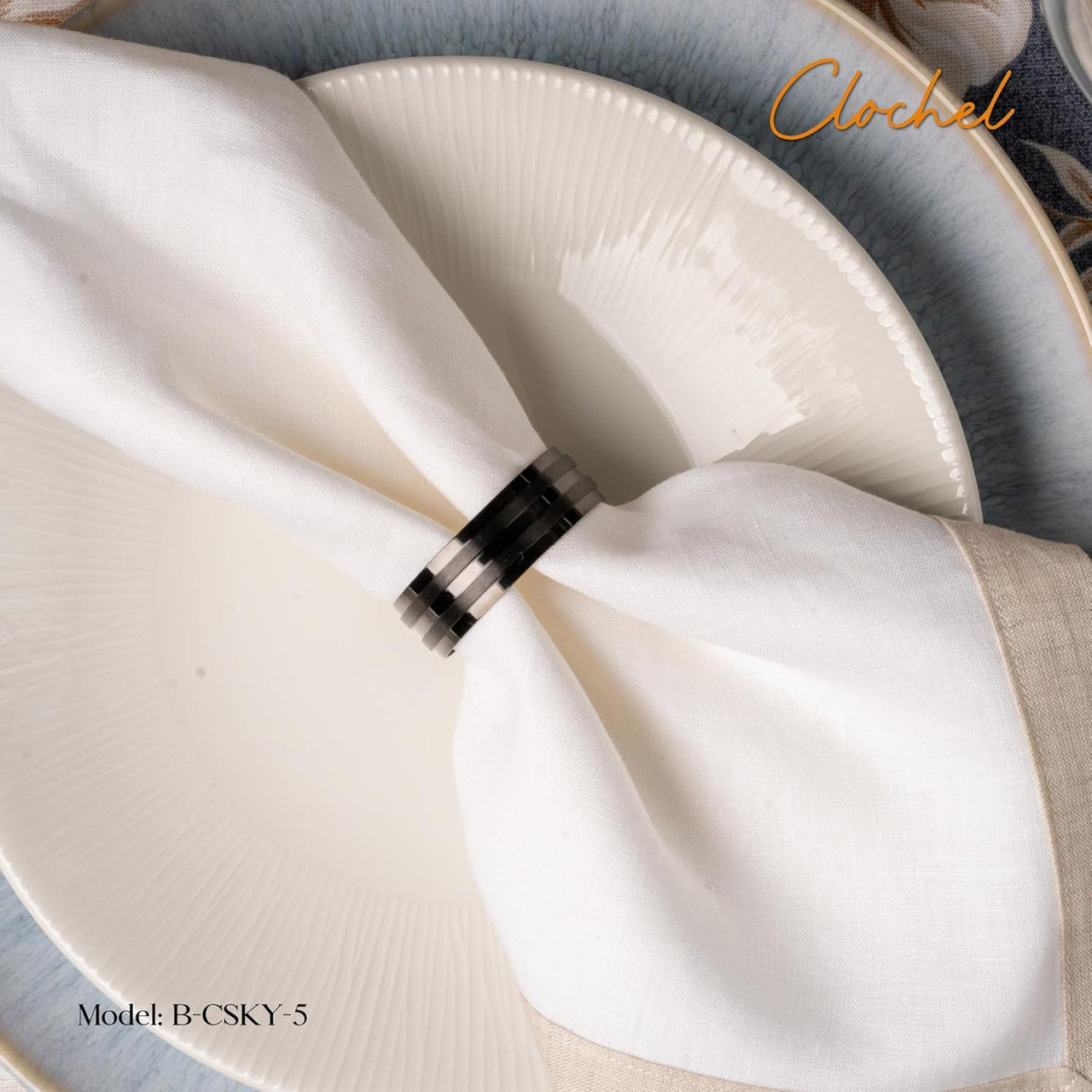 Black Stainless Steel Napkin Rings Set of 4 | Elegant Table Decor | Clochel CSKY-5