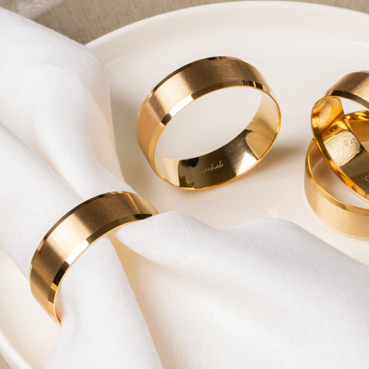 Gold Stainless Steel Napkin Rings Set of 4 | Award-Winning | Clochel CSKY-3