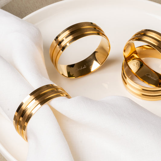 Gold Stainless Steel Napkin Rings Set of 4 | Elegant Dining | Clochel CSKY-6